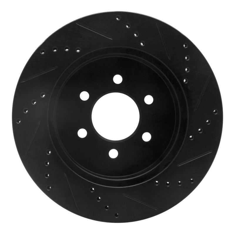 Dodge Dakota Brake Rotor (1) - Front Left - R1 Concepts - Drilled & Slotted - Black - `03-`04
